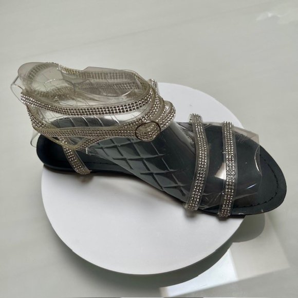 Women's Clear Plastic Wrap-up Flat Sandals With Open Toe - Blk/Clear/Cry - 7.5US - Picture 7 of 14
